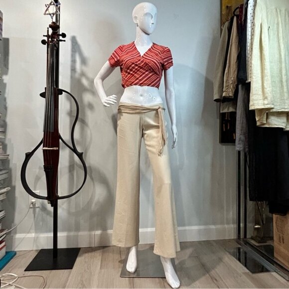 Vintage Nissa Linen Blend Hip Hugger Flared Pant - Picture 2 of 16